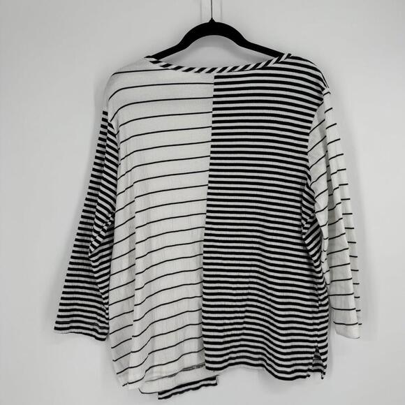 Ali Miles top PL black white stripe tunic artsy work office career business - Picture 6 of 6